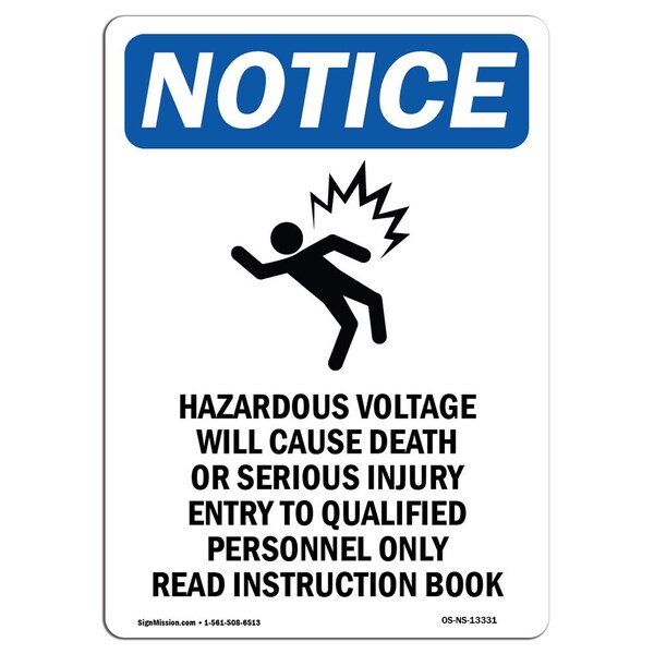 OSHA Sign, Hazardous Voltage With Symbol, 5in X 3.5in Decal, 10PK, 3.5"W, 5" L, Portrait, PK10